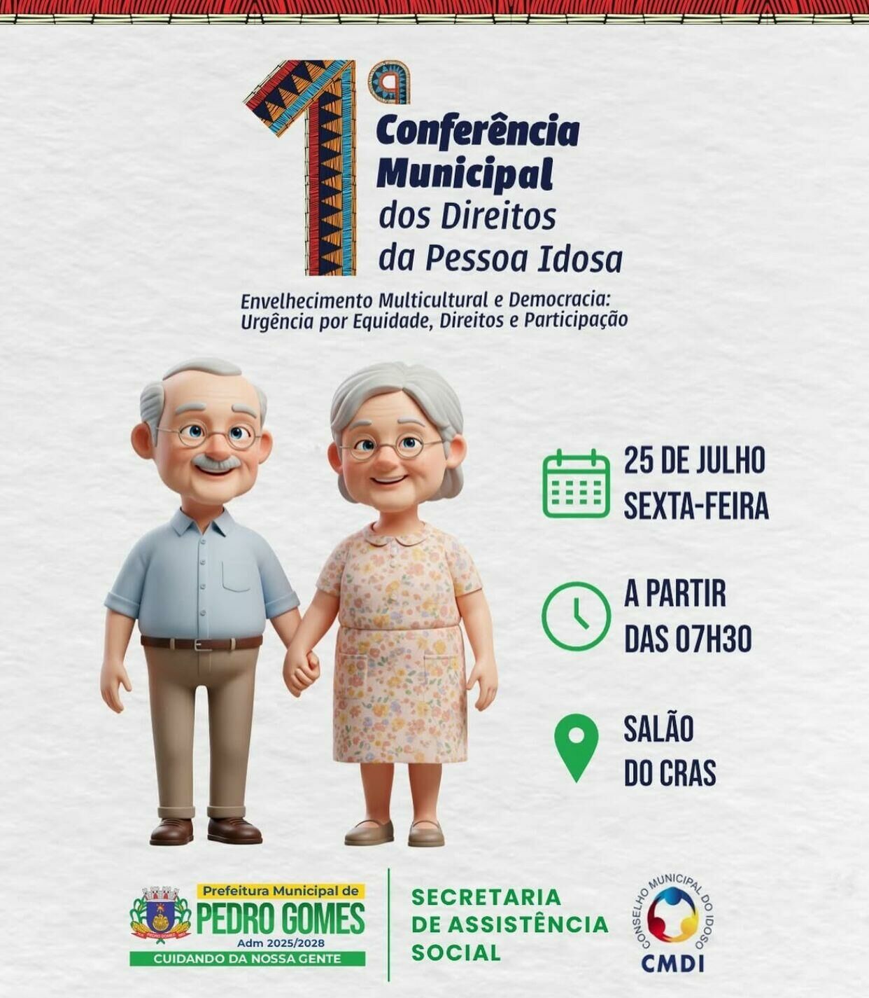 Imagem de compartilhamento para o artigo Pedro Gomes sediará Conferência Municipal dos Direitos da Pessoa Idosa com foco em equidade e participação da MS Todo dia
